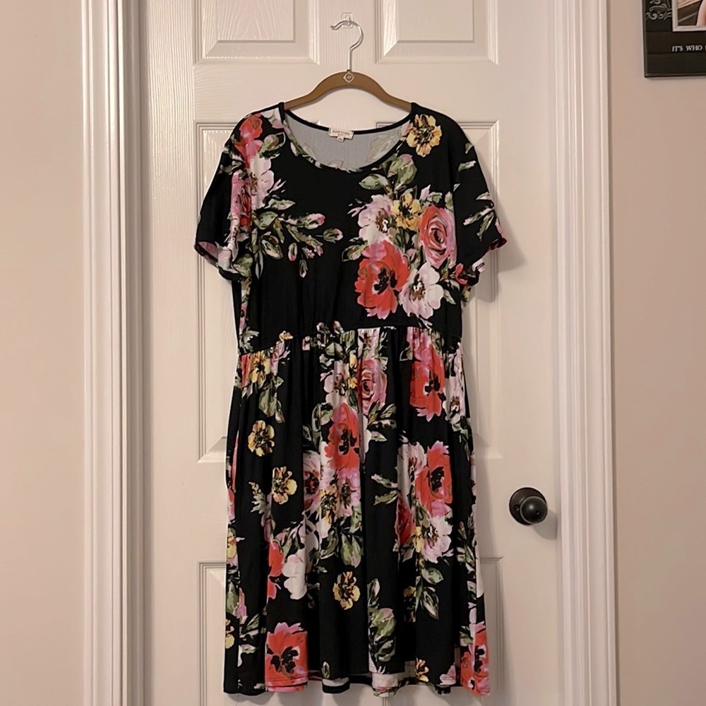 Black Floral Buttery Soft Dress